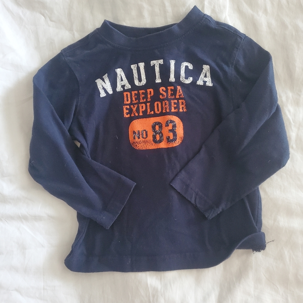 Boys navy nautica long sleeve shirt, 3T